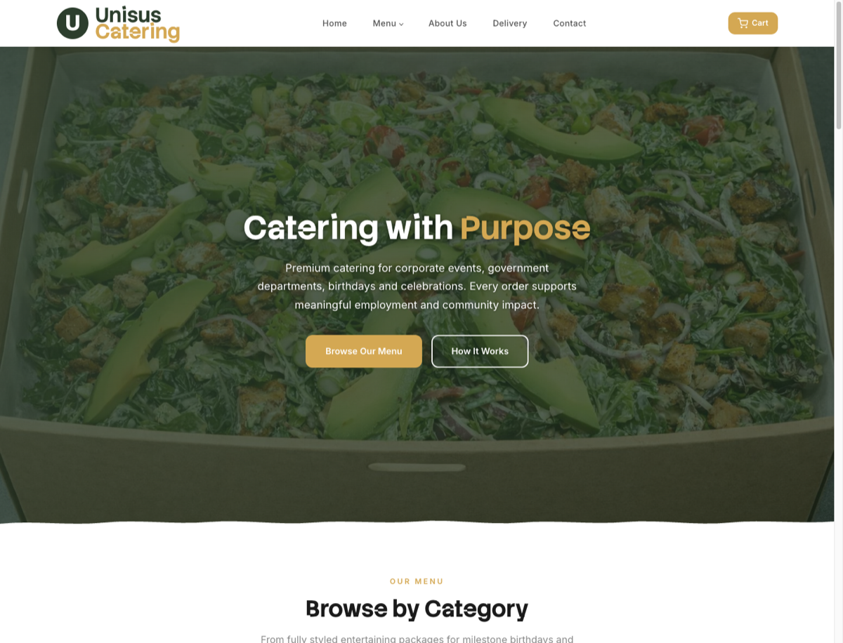 Unisus Catering website